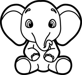 Elephant coloring outline vector illustration