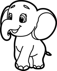 Elephant coloring outline vector illustration