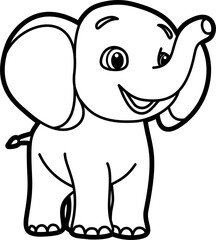 Elephant coloring outline vector illustration