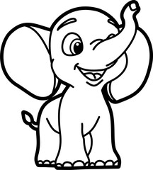 Elephant coloring outline vector illustration
