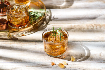 whiskey on a beige background