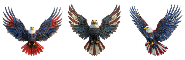 Obraz premium Soaring eagles set isolated on transparent background