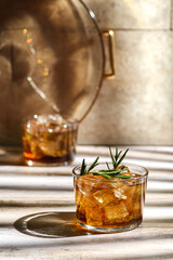 whiskey on a beige background