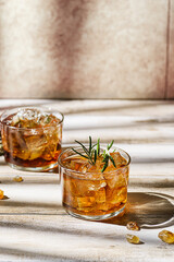 whiskey on a beige background