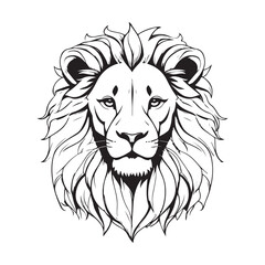 line art lion on white background. sketch style. Vector graphic icon animal.