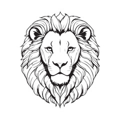 line art lion on white background. sketch style. Vector graphic icon animal.