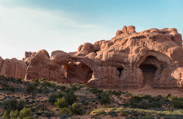 Fototapeta premium Double Arch in Windows section of Arches National Park. Utah.
