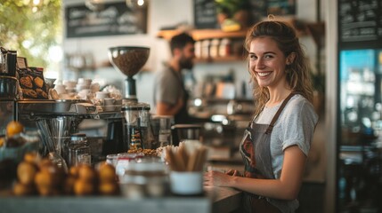 Happy Barista Working in a