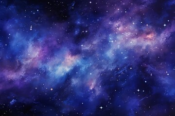 Fototapeta premium A swirling galaxy of stars and cosmic dust in deep purples and blues illustration