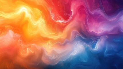 Fototapeta premium Abstract colorful fluid art with vibrant swirls in red, orange, pink, and blue tones creating a mesmerizing pattern.