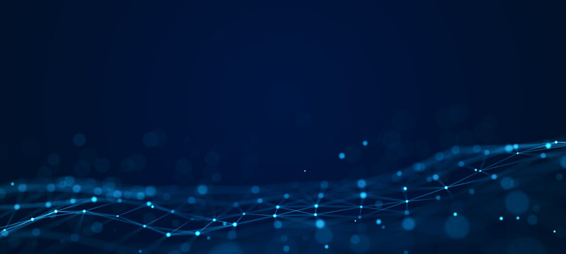 Technological background from dots and lines. Big data visualization. 3D rendering.