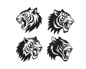 crazy tiger head side view icon