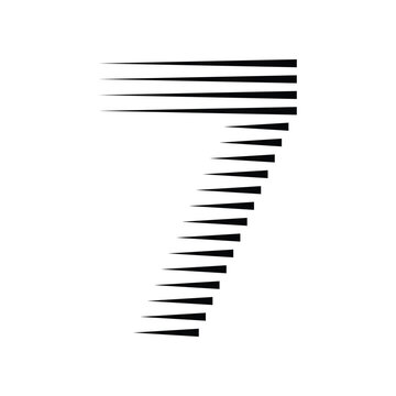 Number 7 logo with abstract geometric speed motion lines