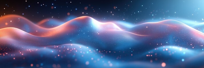 Fototapeta premium Abstract Waves with Blue and Pink Glow