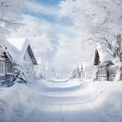 Fototapeta premium White christmas snow architecture landscape.