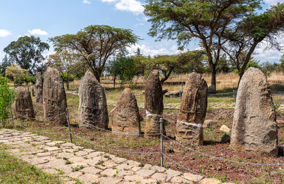 Ethiopia,  decorated steles of the prehistoric site of  Tiya. 
