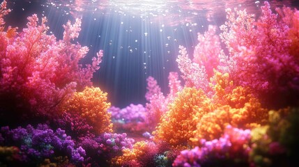 Fototapeta premium Aqua Dreams: Vibrant Underwater World with Colorful Coral and Diverse Marine Life