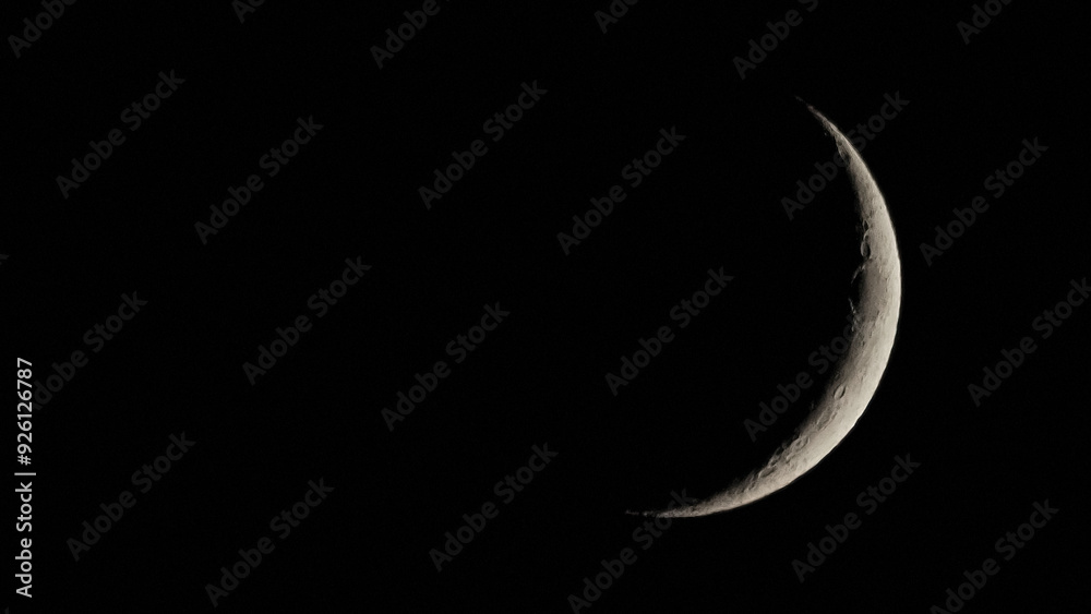 Canvas Prints waxing crescent moon seen with telescope