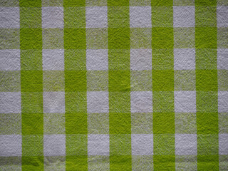chequered green and white tablecloth fabric texture background