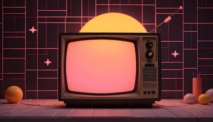 Brown retro electronic tv device