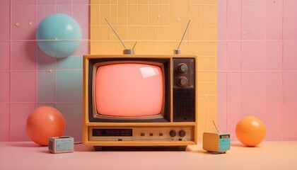 Brown retro electronic tv device