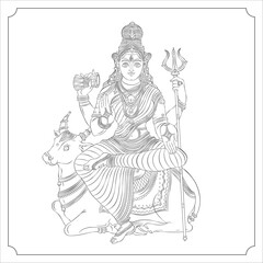Hindu Goddess Maheshwari devi outline vector illustration