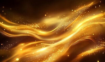 Abstract Golden Waves with Sparkling Dust