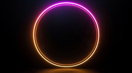 Vibrant Glowing Neon Circle Against Dark Background