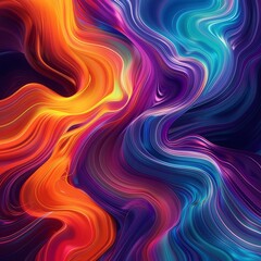 Obraz premium A vibrant wallpaper with swirling waves of bright colors, including orange, purple, and teal, creating a dynamic and energetic background. 8k UHD, suitable for high-quality printing or digital 