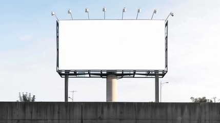 Obraz premium Blank Advertising Billboard Mockup on a White Background for Business Promotions and Marketing Campaigns