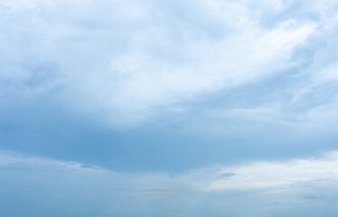 Bright blue sky with fluffy white clouds on a sunny day