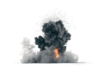 A dramatic explosion characterized by billowing smoke and flames, ideal for action or disaster-themed projects.