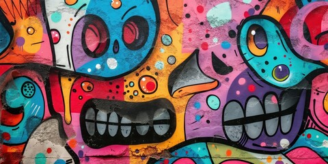 Obraz premium Vibrant Abstract Mural in Urban Setting created by ai