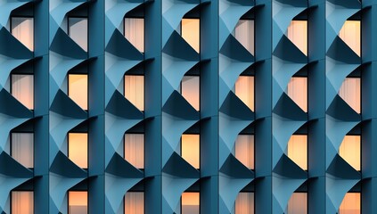 Obraz premium Modern building facade with angular and geometric shapes, featuring large concrete blocks