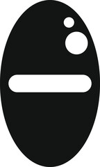 Simple black icon of a medicine pill, symbolizing treatment and pharmaceuticals