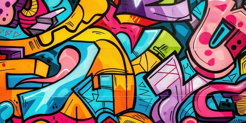 Obraz premium Vibrant Abstract Mural in Urban Setting created by ai