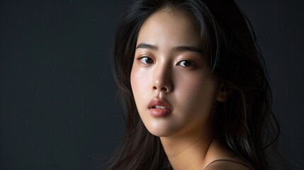 Naklejka premium Beauty portraits of beautiful young Asian woman