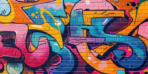 Obraz premium Vibrant Abstract Mural in Urban Setting created by ai