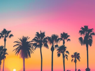 Palm Tree Silhouettes at Sunset Wallpaper