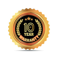 10 year warranty badge for packaging sticker golden and black warranty sticker badge