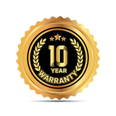 10 year warranty badge for packaging sticker golden warranty sticker badge