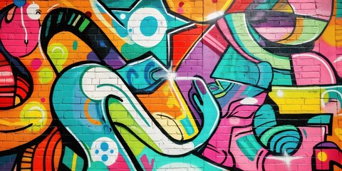 Vibrant Abstract Mural in Urban Setting created by ai