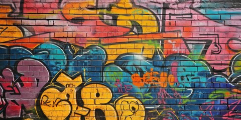 Obraz premium Vibrant Abstract Mural in Urban Setting created by ai