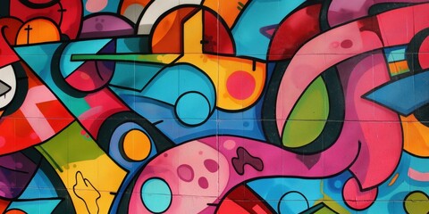 Vibrant Abstract Mural in Urban Setting created by ai