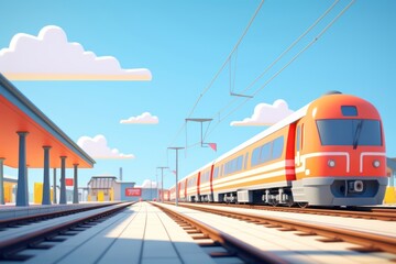 Obraz premium Train station vehicle railway cartoon.