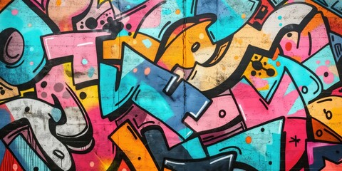 Vibrant Abstract Mural in Urban Setting created by ai