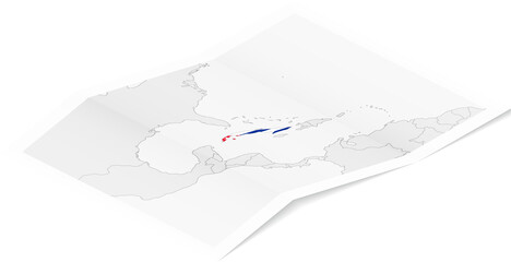 Isometric Map of Cuba with Flag