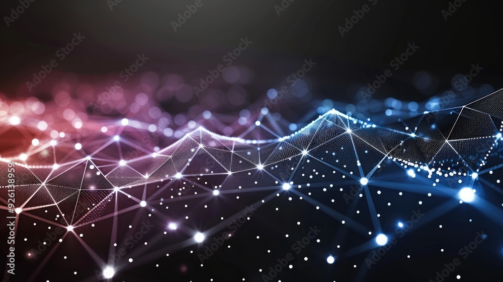 Poster a glowing network of technology nodes and lines. banners, posters, and social media backgrounds with