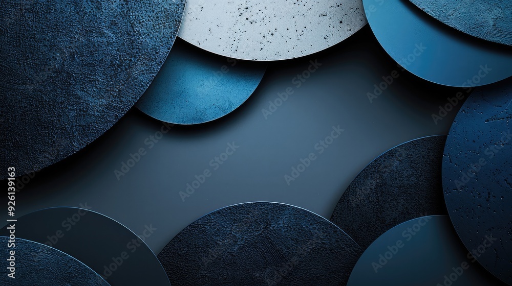 Aufkleber refined blue and black background with minimalist composition for design, banner template, white spa
