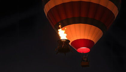 Fototapeta premium A tight shot of the Air balloon with the cauldron of Olympic flame by night. Paris, France - July 28, 2024 isolated with white highlights, png